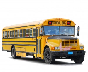 Traditional yellow schoolbus isolated on white background