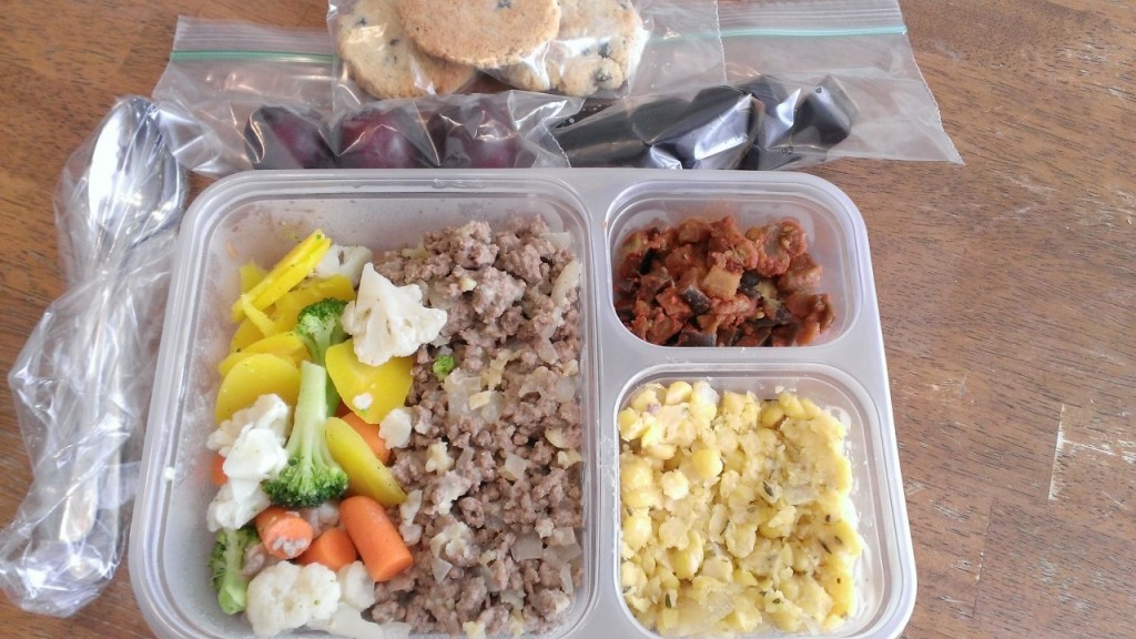 Taco beef and steamed veggies